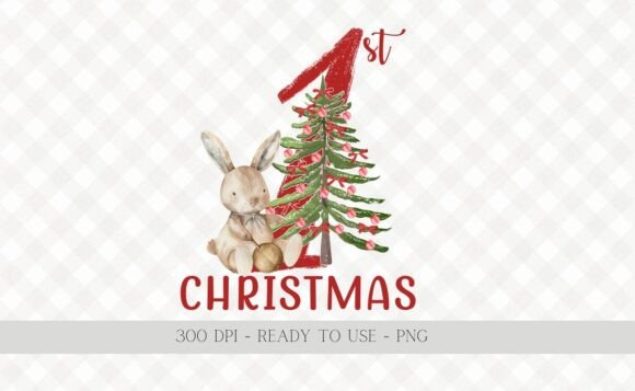 1st Christmas Bunny PNG for Blog Illustrations