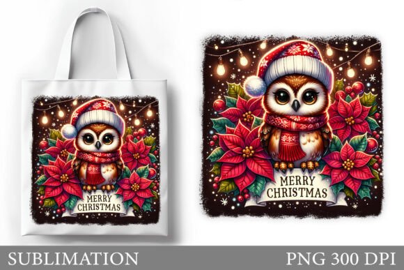 Christmas Owl Tote Bag Sublimation: Illustrations for Blogs