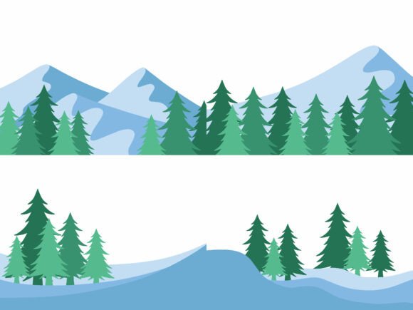 Christmas Tree Snowy Mountain Illustrations Review