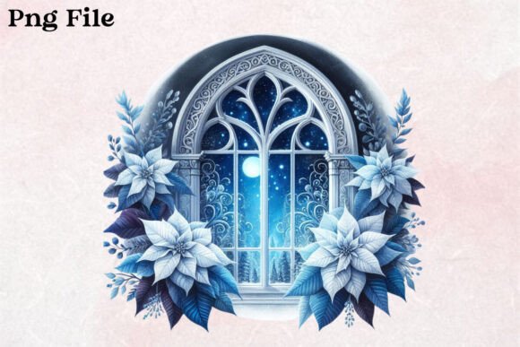 Christmas Window Clipart PNG: Editorial Illustrations