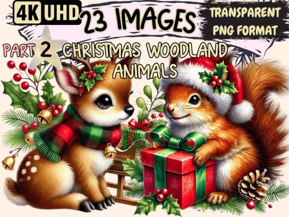 Christmas Woodland Animals Clipart P2: Illustrations