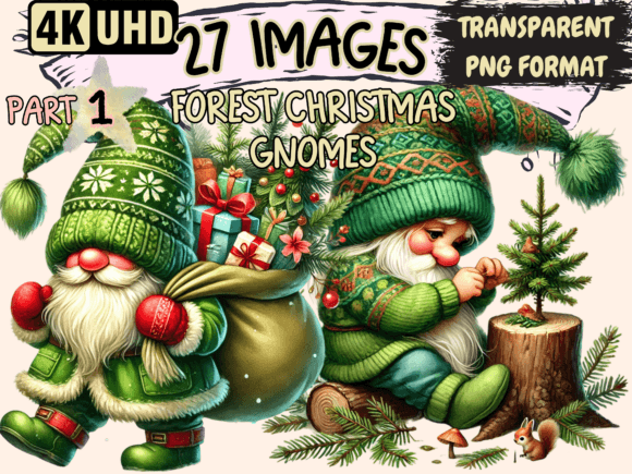 Forest Christmas Gnomes Clipart P1: Illustrations Review