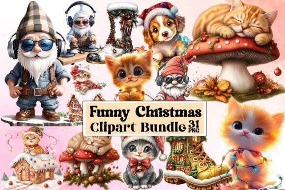 Funny Christmas Clipart Bundle: Illustrations for Sellers