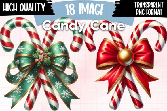 Glitter Christmas Bow Candy Cane Illustrations Review