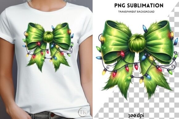 Green Coquette Bow & Christmas Lights Illustrations