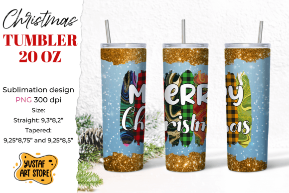Merry Christmas Tumbler Wrap: Festive Illustrations