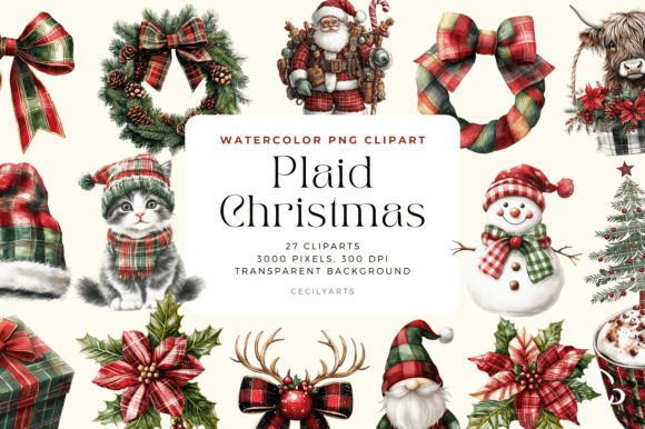 Plaid Christmas Cliparts: Editorial Illustrations Review