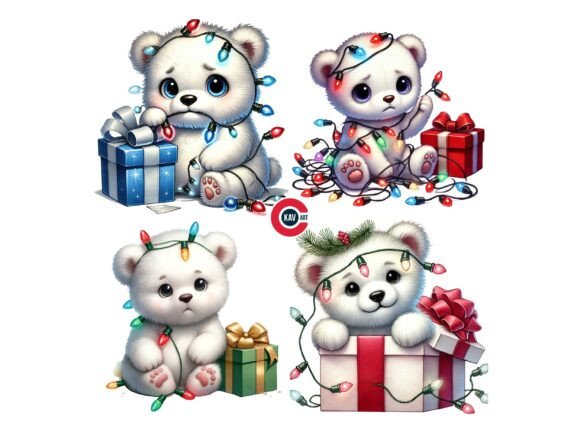 Playful Christmas Bear Clipart: Festive Illustrations