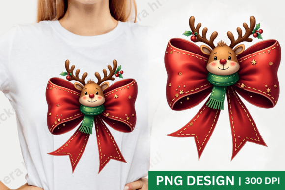 Reindeer Christmas Coquette Bow Illustrations Review