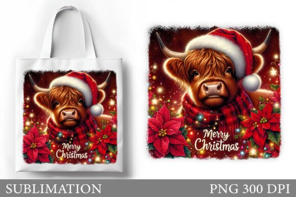 Review: Christmas Highland Cow Tote Bag Design Illustrations