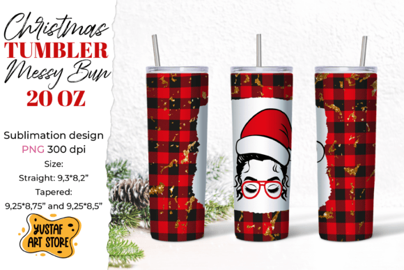 Review: Christmas Messy Bun Santa s Hat Tumbler Illustrations