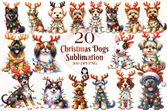 Reviewing Christmas Dog Sublimation Clipart Part 7 for Embroidery
