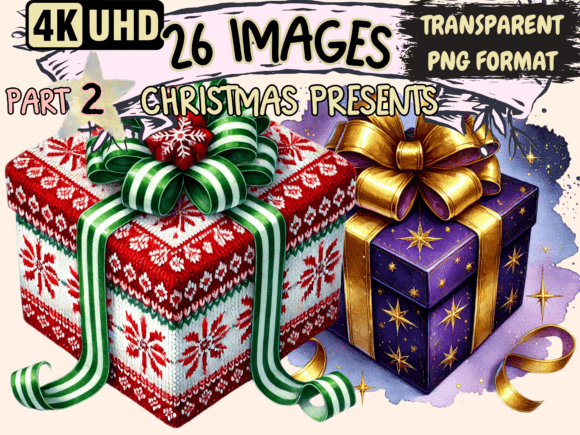 Reviewing Christmas Presents Clipart P2 for Embroidery