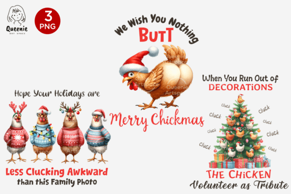 Sarcastic Chicken Christmas Quotes Png: Illustrations for Branding
