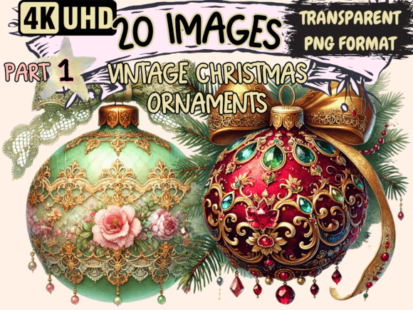 Vintage Christmas Ornaments Clipart P1 Review